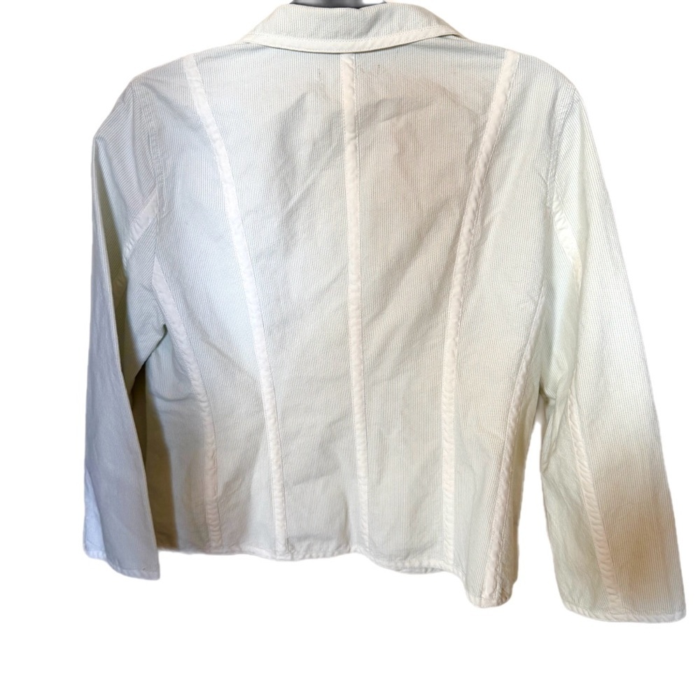 Vintage gap pinstripe cotton blazer white and blue L - Picture 2 of 5